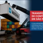 Caminhão com chassi porta-contêiner recebendo container